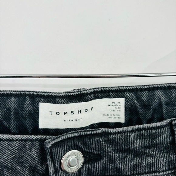 Topshop Straight Leg Raw Hem Denim Jeans - Picture 2 of 3